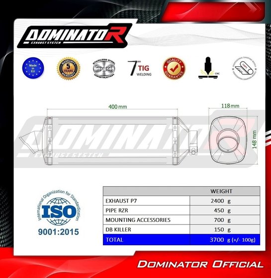 RZR 1000 (2020 - 2023) exhaust silencer muffler p7 + db killer | Dominator