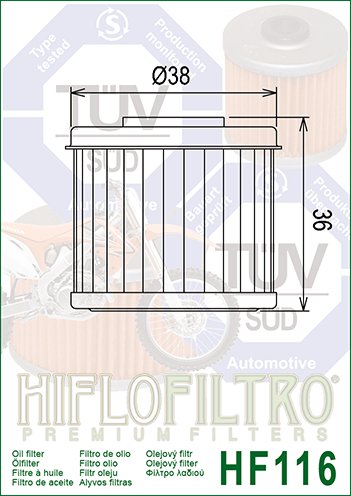 ACE 325 (2015 - 2016) alyvos filtras | Hiflofiltro