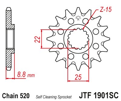 OUTLAW 450 MXR (2008 - 2010) lengva savaime išsivalanti priekinė žvaigždutė | JT Sprockets