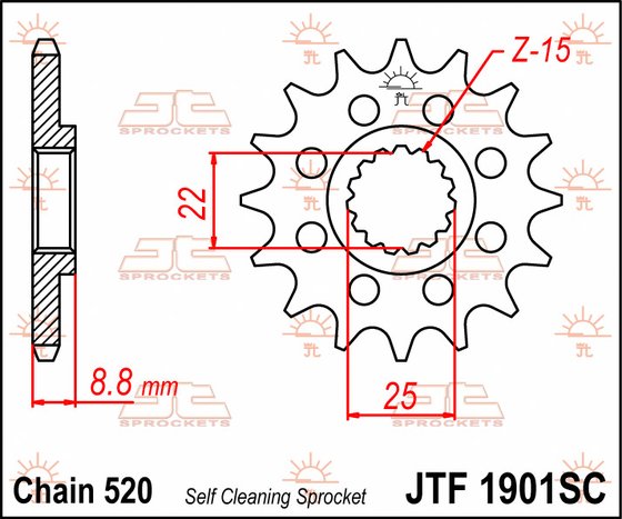 OUTLAW 450 MXR (2008 - 2010) lengva savaime išsivalanti priekinė žvaigždutė | JT Sprockets