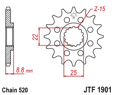 OUTLAW 450 MXR (2008 - 2010) plieninė priekinė žvaigždutė | JT Sprockets