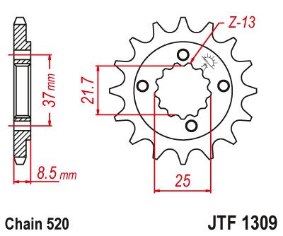 OUTLAW 500 (2006 - 2007) plieninė priekinė žvaigždutė | JT Sprockets